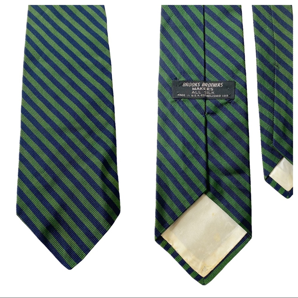 Brooks Brothers Green Blue Striped Silk Tie